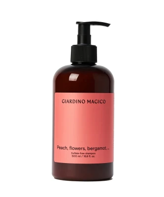 GIARDINO MAGICO бессульфатный шампунь с пептидами шелка Peach, flowers, bergamot, 500 мл