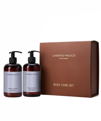 GIARDINO MAGICO бокс с шубером (гель д/для душа увл.500мл, крем для тела 500мл) Figue  vanilla