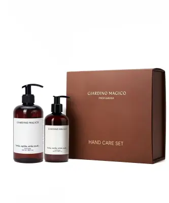 GIARDINO MAGICO бокс с шубером (жидкое мыло д/рук с микрогранулами кремния 250мл,крем д/рук 50мл) Tonka, vanilla, white musk