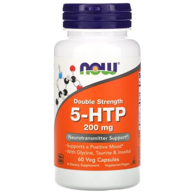 NOW 5-HTP (L-5-гидрокситриптофан) 200мг, 60 веганских капсул