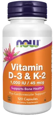 NOW Витамин D3 и К2 1000ME/45мкг 120 капсул