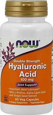 NOW Гиалуроновая кислота двойной силы, 445мг 60 капсул