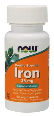 NOW Железо двойной силы 36 мг, 90 капсул 450мг