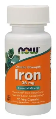 NOW Железо двойной силы 36 мг, 90 капсул 450мг